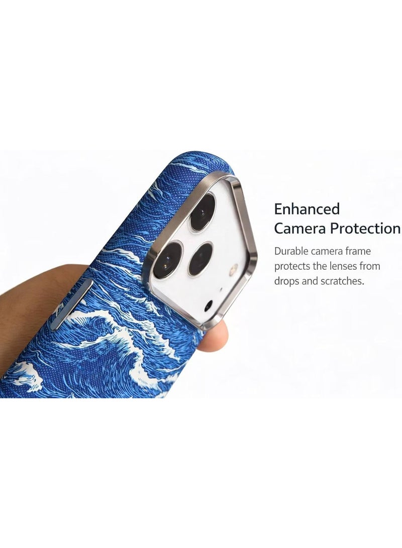 Ecosystem Case For iPhone 17 Pro Max, Aramid Fiber Woven Cover Compatible with Magnetic Wireless charger,1500D Fiber Textures, Slim Fit,Luminous effect, Exceptional Cover 17 Pro Max (Wave Blue) - Image 5